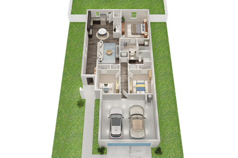 Floor plan for 3 beds, 2 baths, 1200 sqft